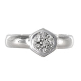 14k White Gold Diamond Hexagonal Motif Ring and Earring Jewelry Set