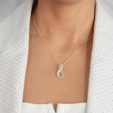 14K Yellow Solid Gold Diamond Pendant Rolo Chain Necklace