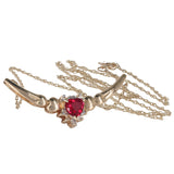 14 Yellow Gold Diamond And Ruby Necklace, Earrings And Ring Jewelry Set