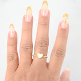 18K Yellow Gold Heart Shape Mother Of Pearl Milgrain Heart Ring