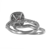 10K White Gold Diamond Cluster Engagement Ring And Wedding Band 0.94Ctw