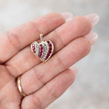 10K Solid Yellow Gold Ruby Diamond Pendant
