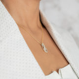 14K Yellow Solid Gold Diamond Pendant Rolo Chain Necklace