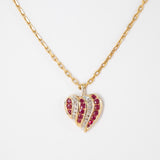 10K Solid Yellow Gold Ruby Diamond Pendant