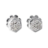 14k White Gold Diamond Hexagonal Motif Ring and Earring Jewelry Set