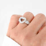 14K White Gold Diamond Cluster Heart Ring