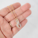 14K Yellow Solid Gold Diamond Pendant Rolo Chain Necklace