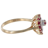 14 Yellow Gold Diamond And Ruby Necklace, Earrings And Ring Jewelry Set