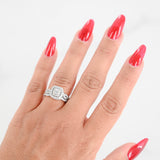 14k White Gold Diamond Cluster Wedding Set Band Engagement Ring