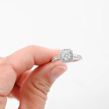 14K White Gold Diamond Solitaire With Accents Engagement Ring 0.93Ctw