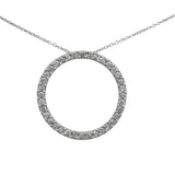 10k White Gold Round Brilliant Diamond Circle Charm Pendant