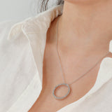 10k White Gold Round Brilliant Diamond Circle Charm Pendant
