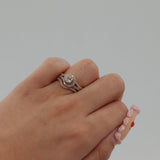 14k Rose Gold Round Brilliant Diamond Solitaire Halo Engagement Ring Set 1.38ctw