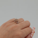 14k Rose Gold Round Brilliant Diamond Solitaire Halo Engagement Ring Set 1.38ctw
