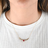 14 Yellow Gold Diamond And Ruby Necklace, Earrings And Ring Jewelry Set