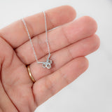 10K White Solid Gold 3 Diamond Pendant Dainty Beautiful Necklace For Her