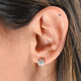 14k White Gold Diamond Hexagonal Motif Ring and Earring Jewelry Set