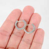 14K White Gold Diamond Small Hoops Earrings