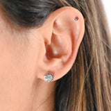 14k White Gold Diamond Hexagonal Motif Ring and Earring Jewelry Set
