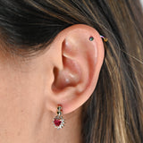 14 Yellow Gold Diamond And Ruby Necklace, Earrings And Ring Jewelry Set