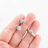 14k White Gold Diamond Hexagonal Motif Ring and Earring Jewelry Set