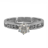 10k White Gold Diamond Solitaire With Accents Engagement Ring