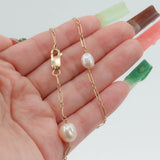 14K Yellow Gold Pearl Necklace Gold