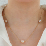 14K Yellow Gold Pearl Necklace Gold