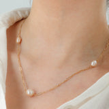 14K Yellow Gold Pearl Necklace Gold