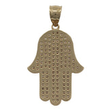 Colgante de mano de Hamsa de circonita cúbica de oro amarillo de 14k / Hamsa de oro real / Colgante de oro macizo