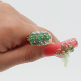 10k Two-tone Gold Emerald and Diamond Cocktail Ring