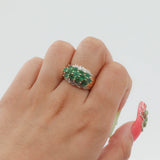 10k Two-tone Gold Emerald and Diamond Cocktail Ring