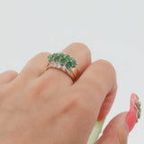 10k Two-tone Gold Emerald and Diamond Cocktail Ring