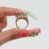 10k Two-tone Gold Emerald and Diamond Cocktail Ring
