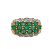10k Two-tone Gold Emerald and Diamond Cocktail Ring