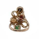 14k Yellow Gold Multi-colored Stone Cocktail Ring