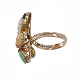 14k Yellow Gold Multi-colored Stone Cocktail Ring