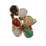 14k Yellow Gold Multi-colored Stone Cocktail Ring