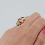 14k Yellow Gold Multi-colored Stone Cocktail Ring