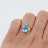 14k Yellow Gold Blue Topaz and Diamond Cocktail Ring