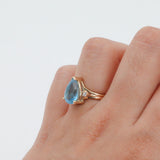 14k Yellow Gold Blue Topaz and Diamond Cocktail Ring