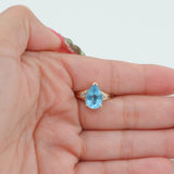14k Yellow Gold Blue Topaz and Diamond Cocktail Ring