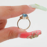 14k Yellow Gold Blue Topaz and Diamond Cocktail Ring