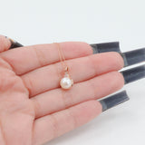 14k Rose Gold Dainty Rope Pearl and Diamond Necklace