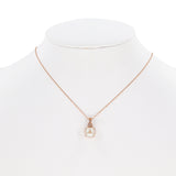 14k Rose Gold Dainty Rope Pearl and Diamond Necklace