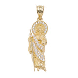 14k Yellow Gold St. Jude/San Judas Pendant with Cubic Zirconia