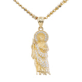 14k Yellow Gold St. Jude/San Judas Pendant with Cubic Zirconia