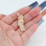 14k Yellow Gold St. Jude/San Judas Pendant with Cubic Zirconia