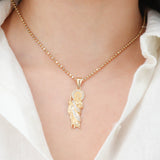 14k Yellow Gold St. Jude/San Judas Pendant with Cubic Zirconia