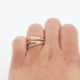 14k Yellow Gold Quad-row Diamond Openwork Cocktail Ring